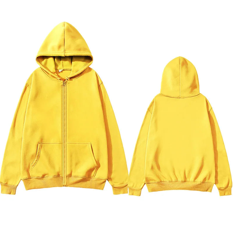 NOVAXCO Essential Zip Hoodie — Unisex Oversized Color Sólido