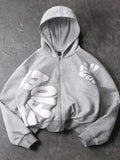 Hoodie Oversized 3D Puff Print Zip — Streetwear Premium Hombre