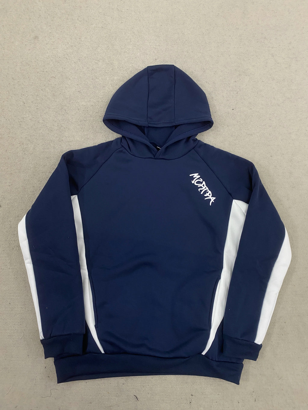Blue striped simple hoodie, high street casual loose fit men's and women's sportswear set, two-piece set, cotton skin friendly