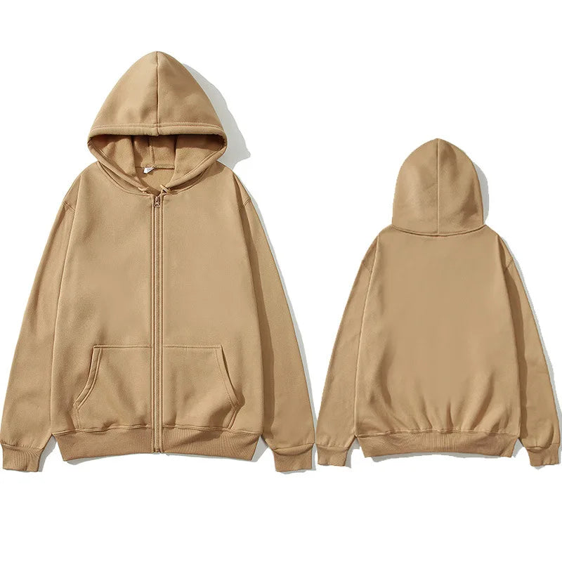 NOVAXCO Essential Zip Hoodie — Unisex Oversized Color Sólido