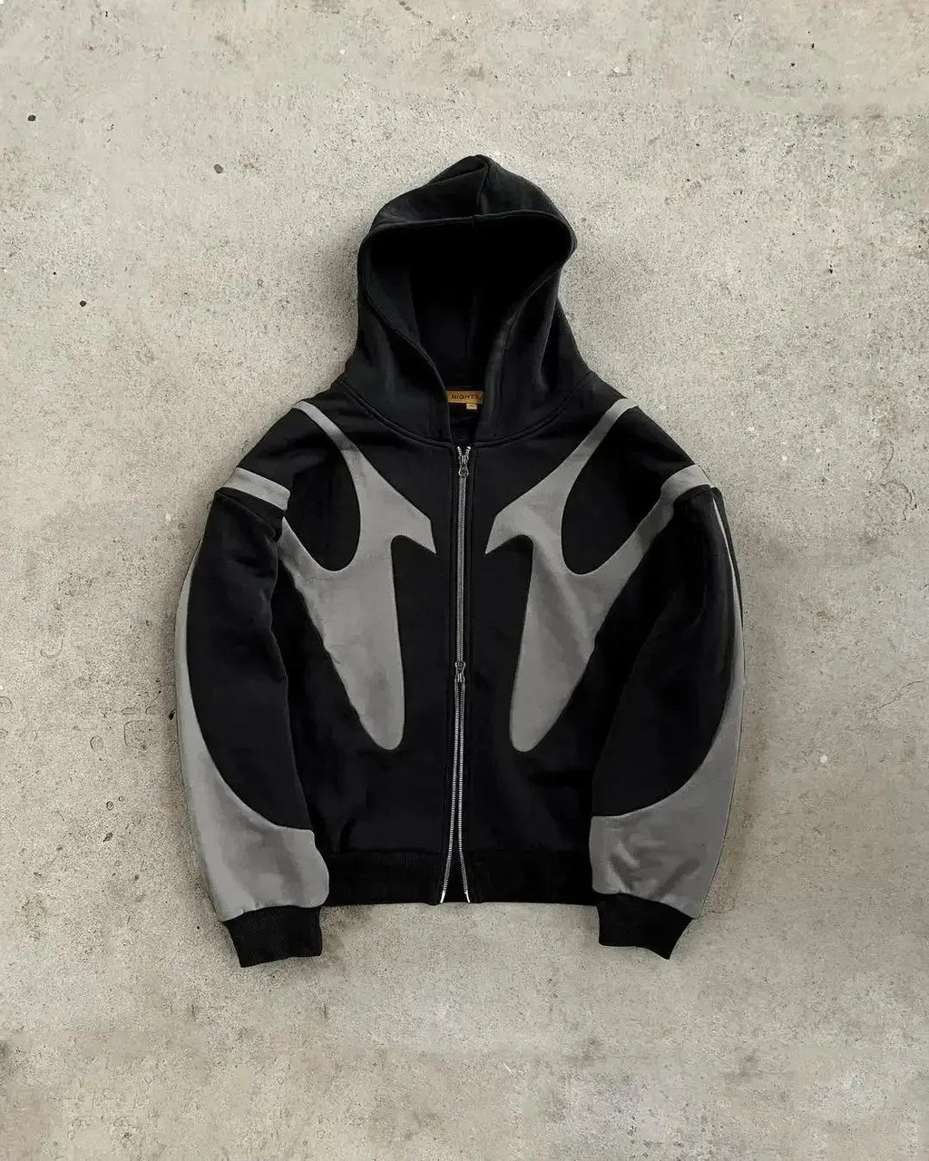 Hoodie Zip Up Y2K Harajuku Patchwork Goth — Streetwear Oversized Unisex