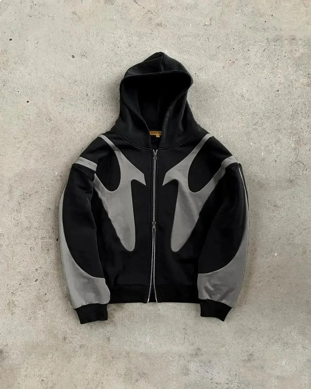 Hoodie Zip Up Y2K Harajuku Patchwork Goth — Streetwear Oversized Unisex