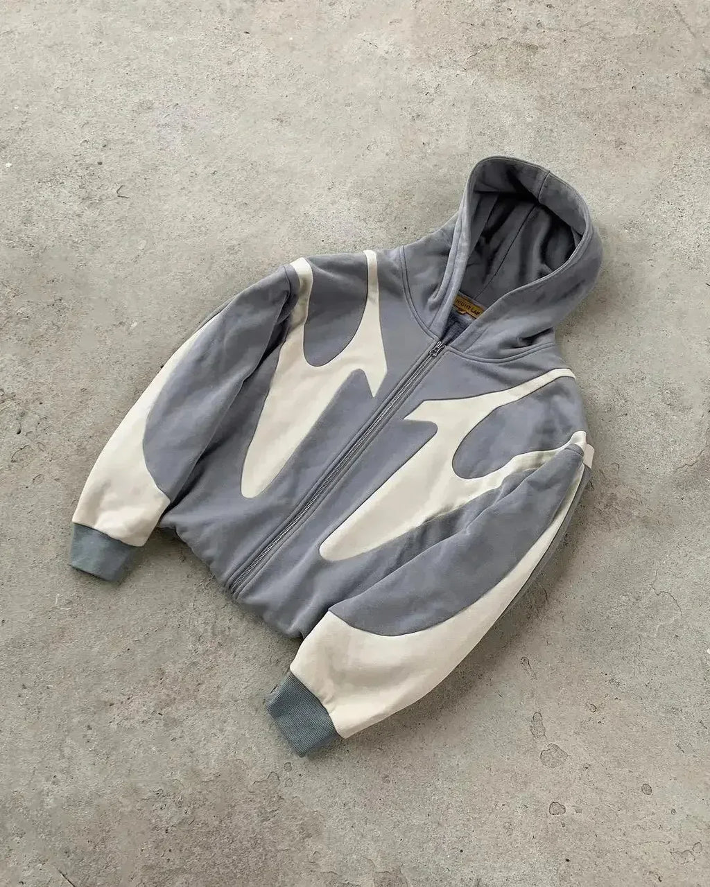 Hoodie Zip Up Y2K Harajuku Patchwork Goth — Streetwear Oversized Unisex