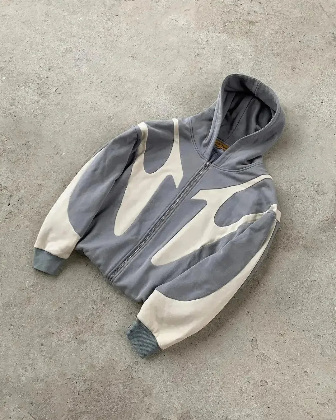 Hoodie Zip Up Y2K Harajuku Patchwork Goth — Streetwear Oversized Unisex