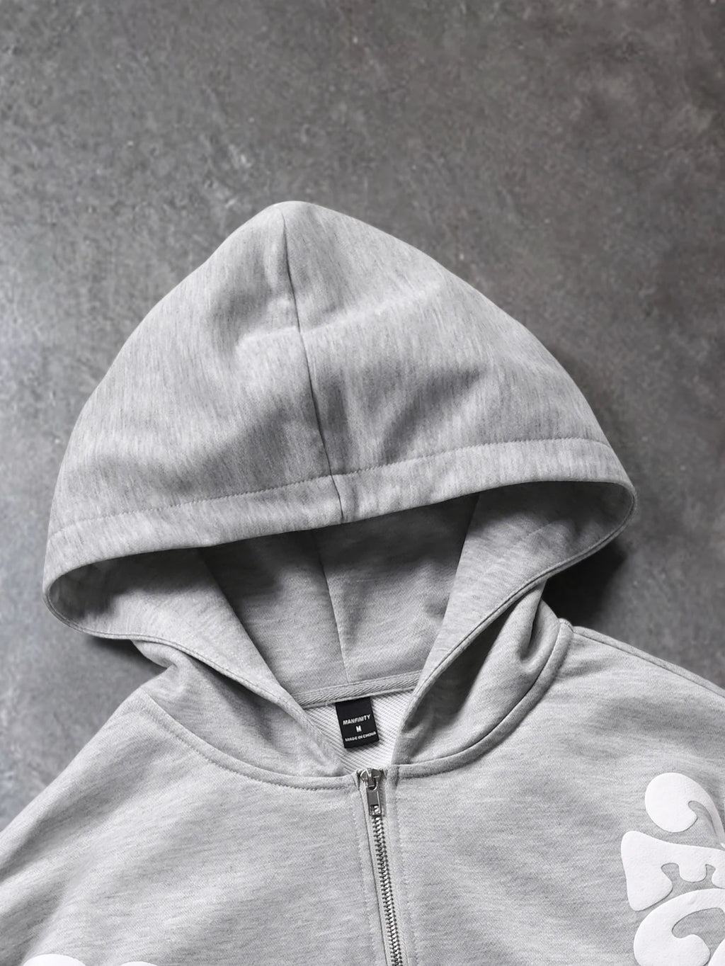 Hoodie Oversized 3D Puff Print Zip — Streetwear Premium Hombre