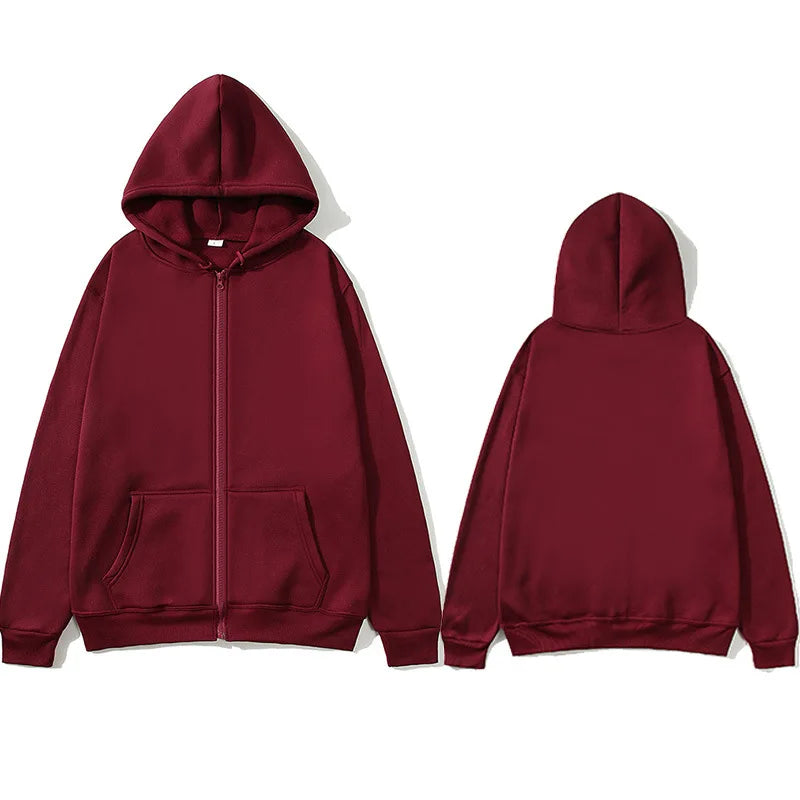 NOVAXCO Essential Zip Hoodie — Unisex Oversized Color Sólido
