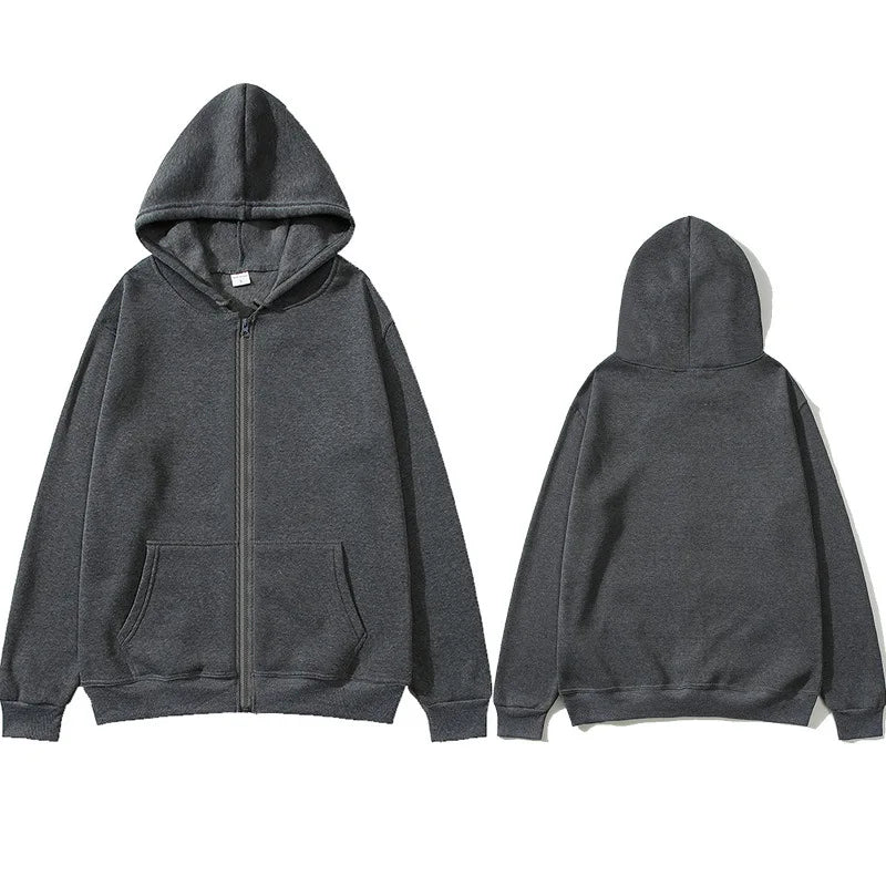 NOVAXCO Essential Zip Hoodie — Unisex Oversized Color Sólido