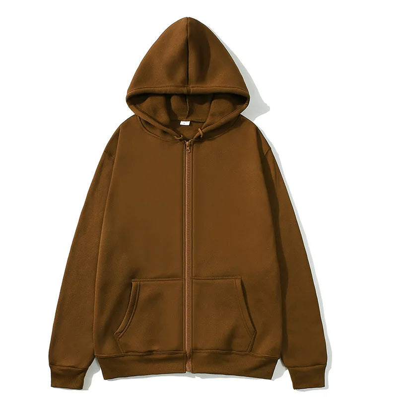 NOVAXCO Essential Zip Hoodie — Unisex Oversized Color Sólido