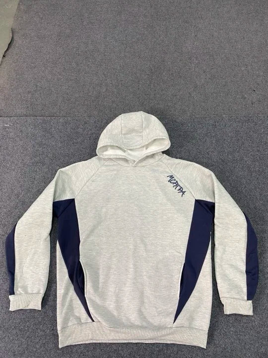 Blue striped simple hoodie, high street casual loose fit men's and women's sportswear set, two-piece set, cotton skin friendly