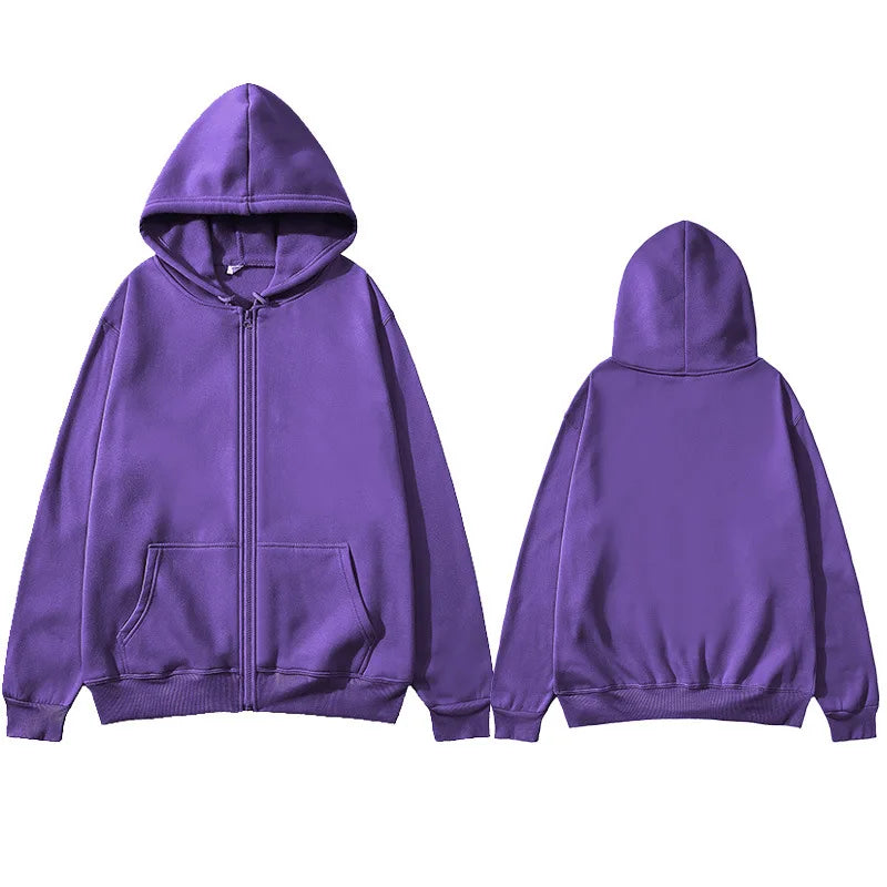 NOVAXCO Essential Zip Hoodie — Unisex Oversized Color Sólido