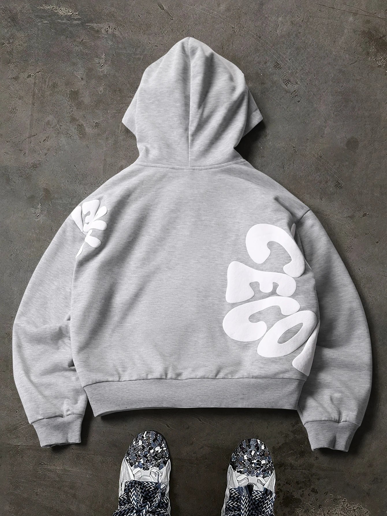 Hoodie Oversized 3D Puff Print Zip — Streetwear Premium Hombre