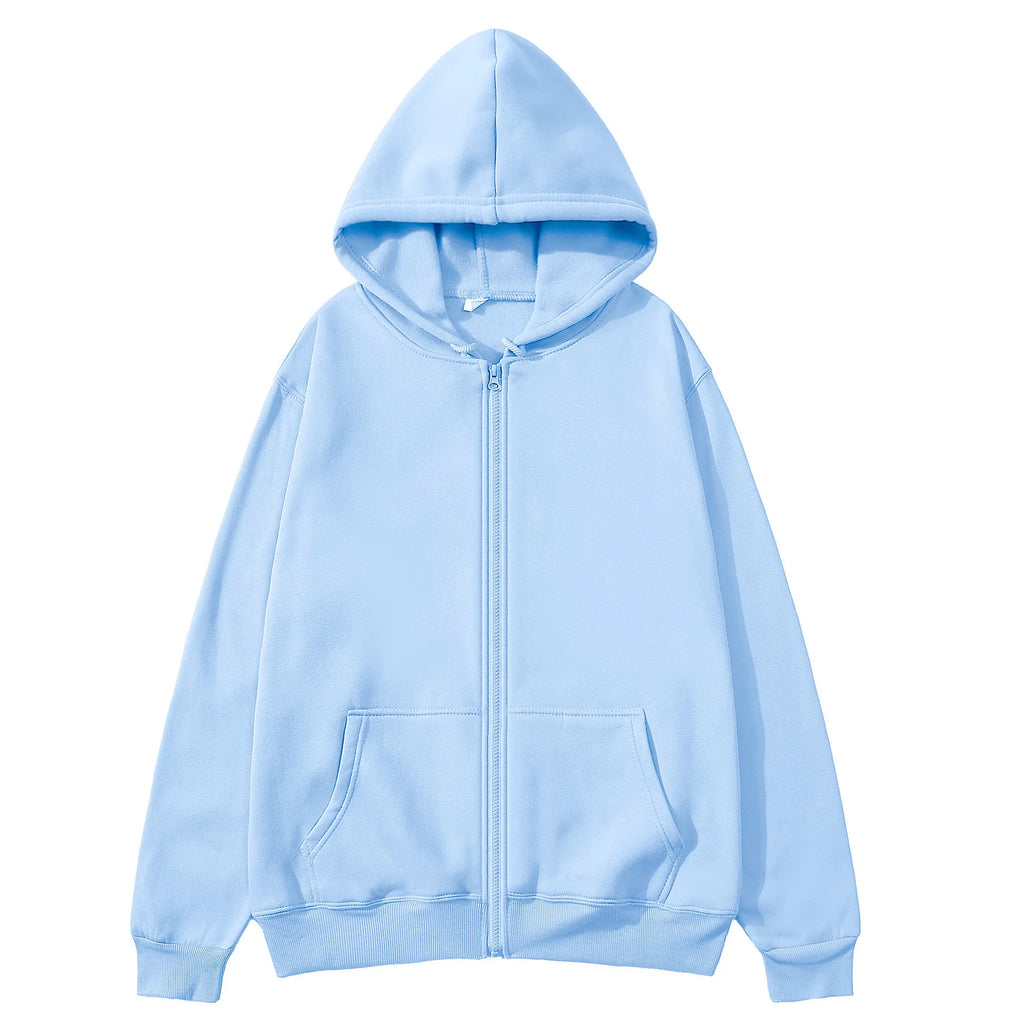 NOVAXCO Essential Zip Hoodie — Unisex Oversized Color Sólido