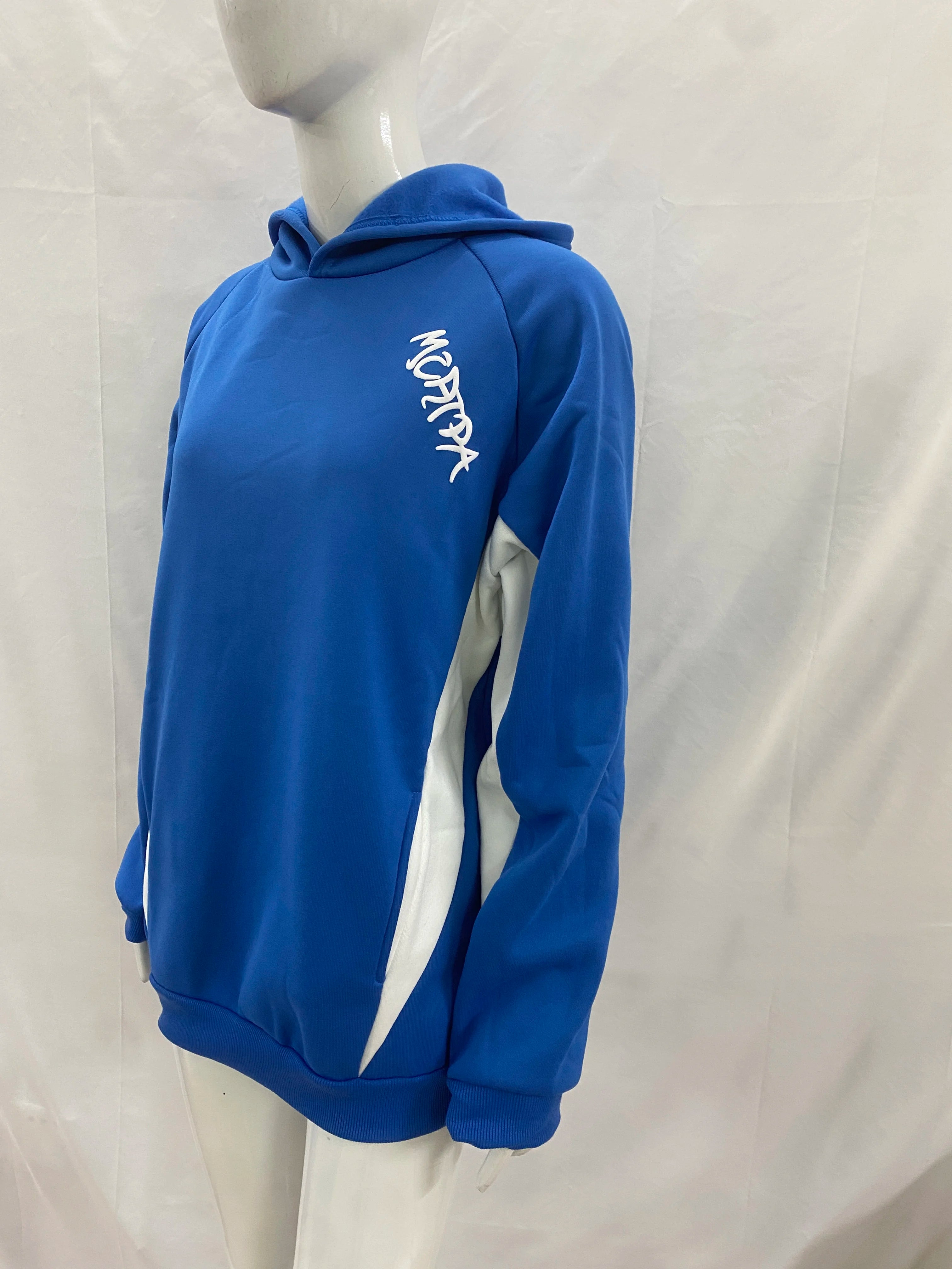 Blue striped simple hoodie, high street casual loose fit men's and women's sportswear set, two-piece set, cotton skin friendly