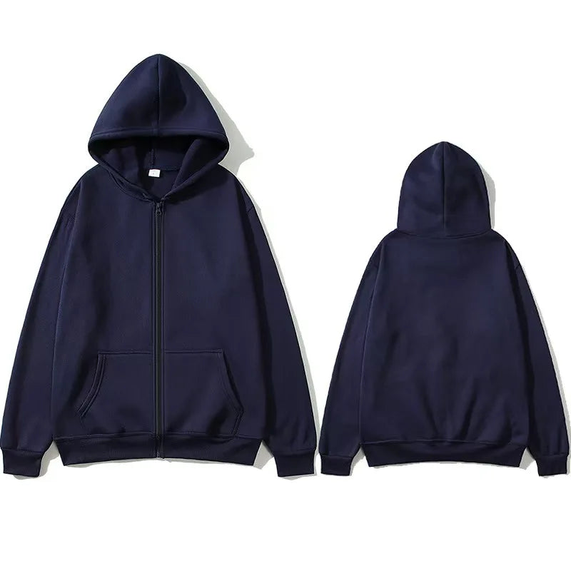 NOVAXCO Essential Zip Hoodie — Unisex Oversized Color Sólido