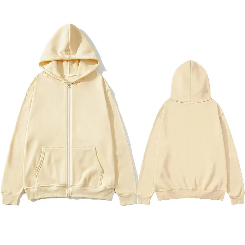 NOVAXCO Essential Zip Hoodie — Unisex Oversized Color Sólido