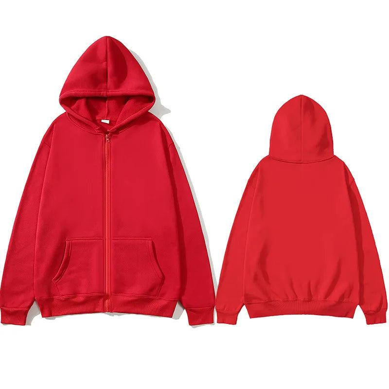 NOVAXCO Essential Zip Hoodie — Unisex Oversized Color Sólido