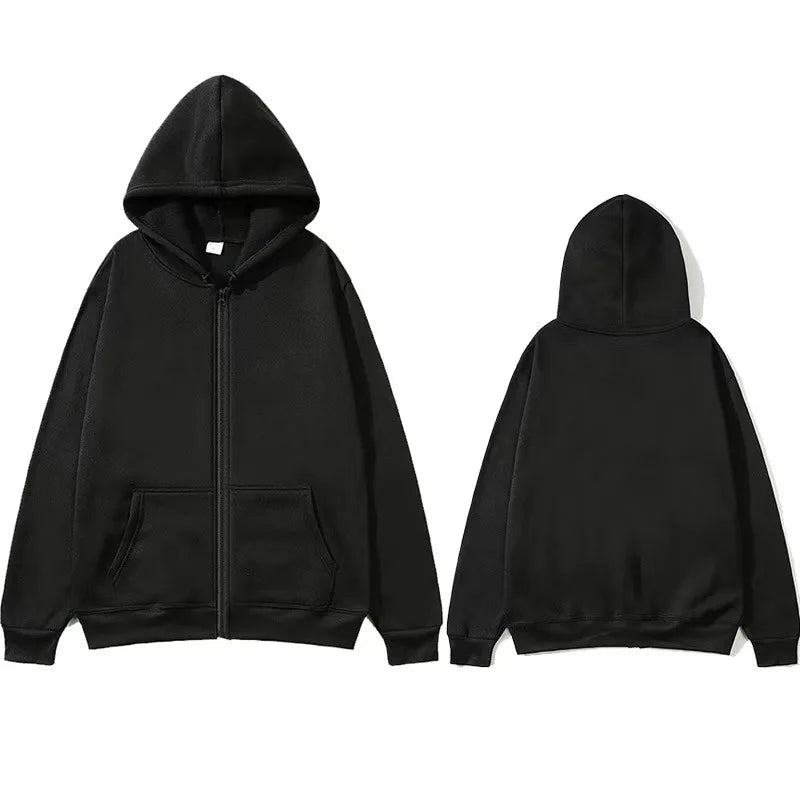 NOVAXCO Essential Zip Hoodie — Unisex Oversized Color Sólido