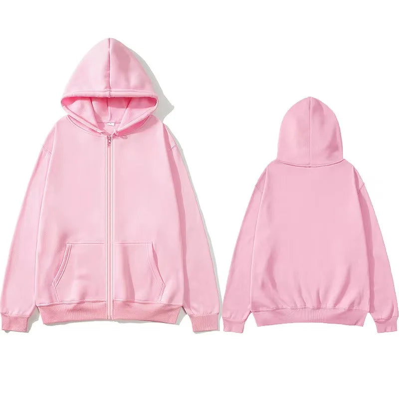 NOVAXCO Essential Zip Hoodie — Unisex Oversized Color Sólido