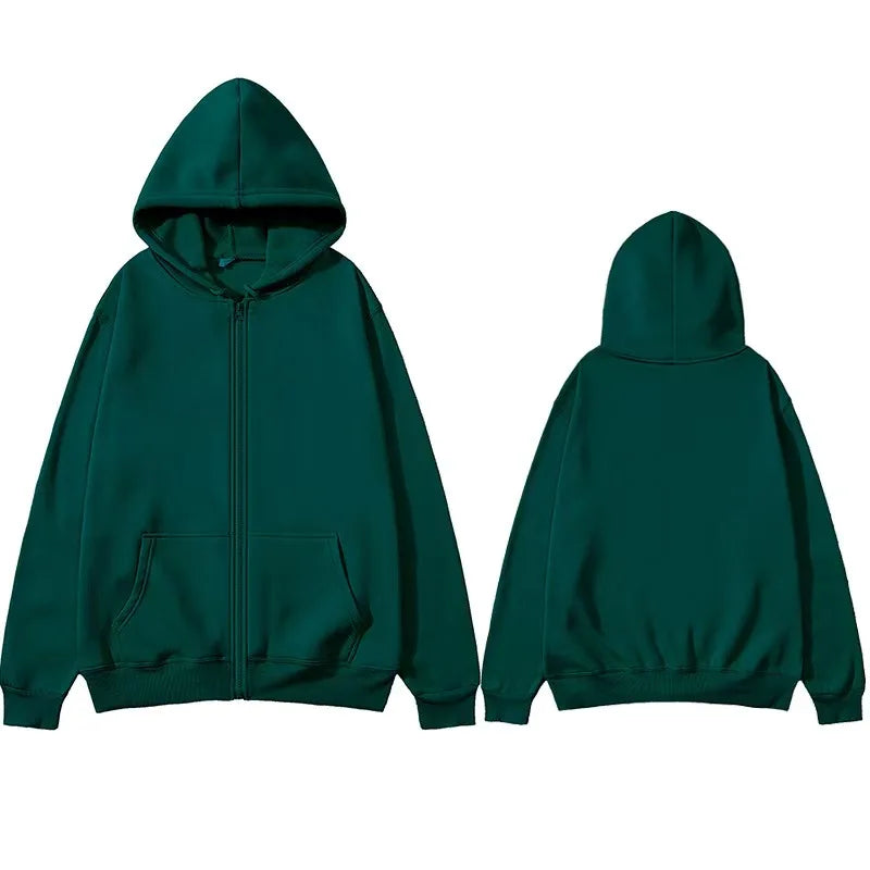 NOVAXCO Essential Zip Hoodie — Unisex Oversized Color Sólido