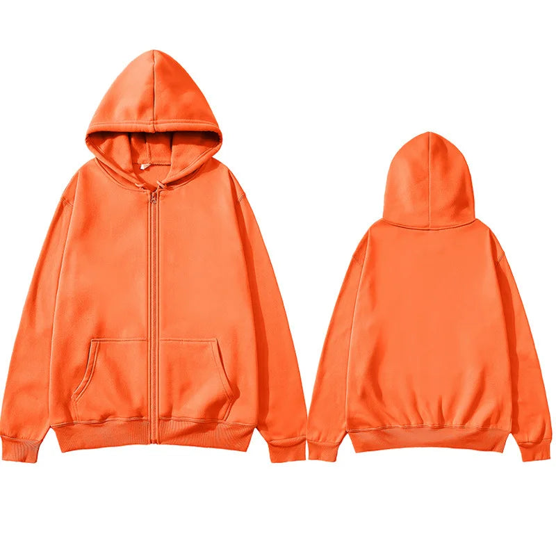 NOVAXCO Essential Zip Hoodie — Unisex Oversized Color Sólido